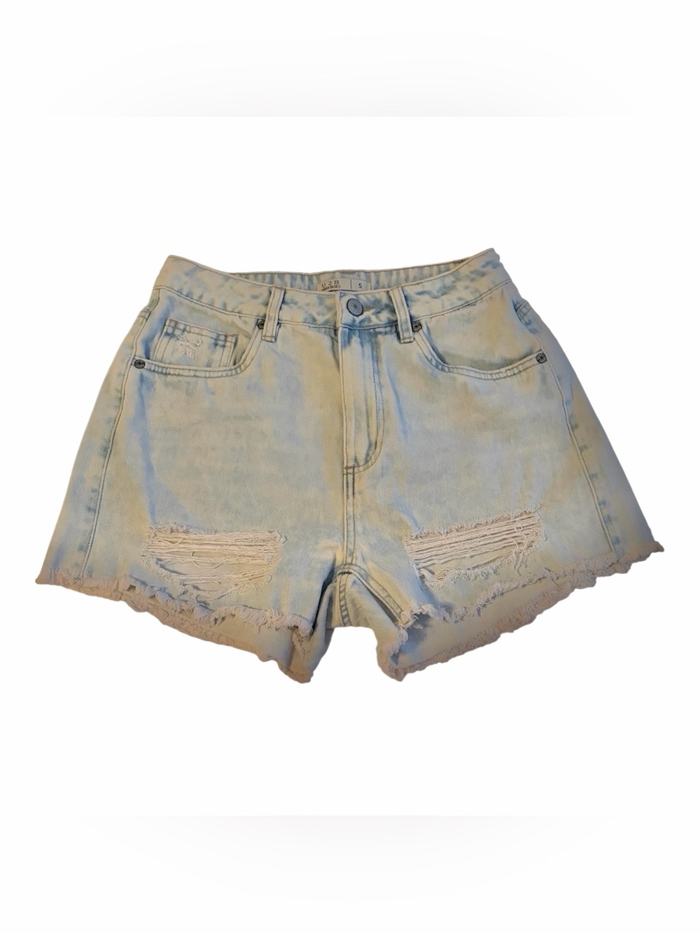U2B Urban Basics Denim Cut Off Jean Shorts Size 5 Juniors Distressed Light Blue